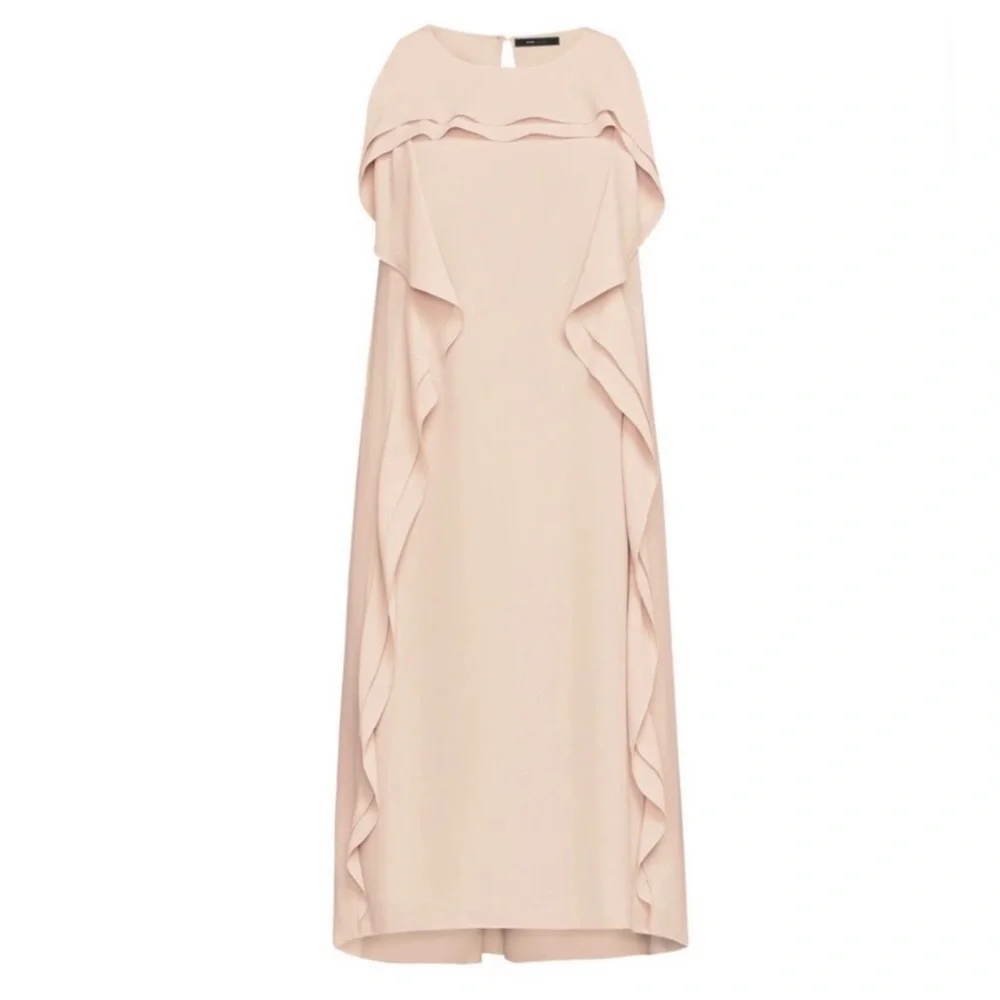 BCBGMAXAZRIA PINK ASYMMETRICAL RUFFLE MINI DRESS - Picture 10 of 11